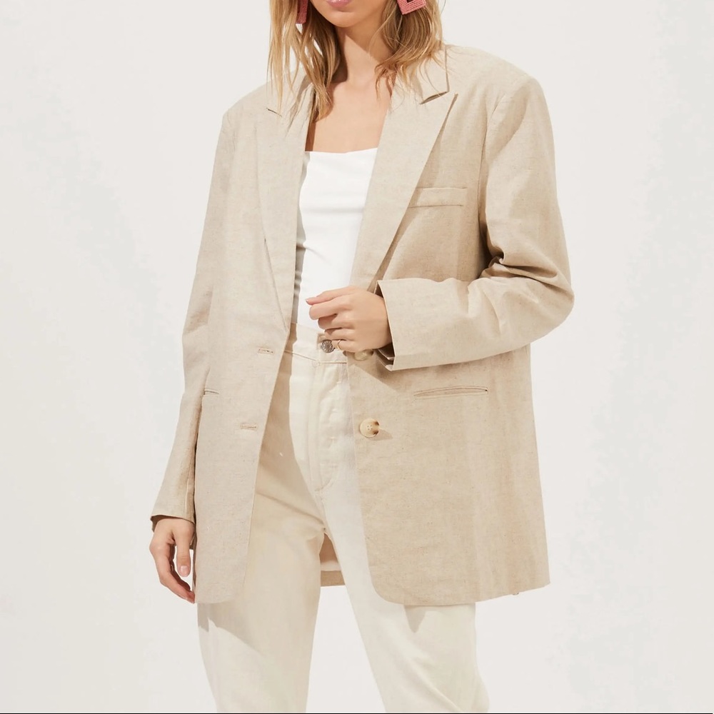 ASTR the label linen blend boyfriend blazer